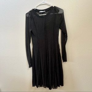 Zara fit and flare mesh dress with spaghetti strap solid body-con insert.